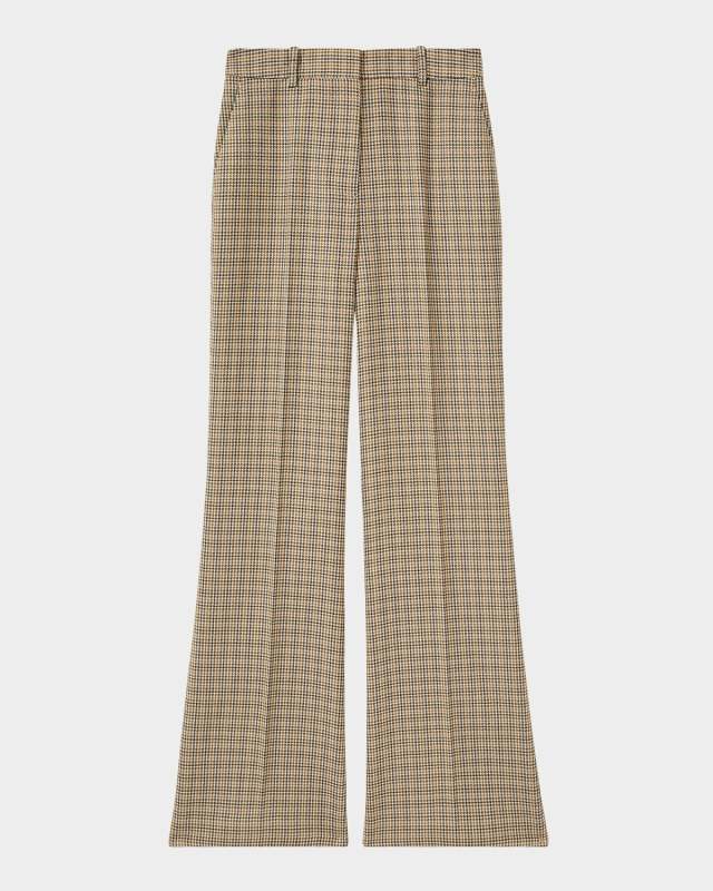 Vida Wide-Leg Houndstooth Check Trousers